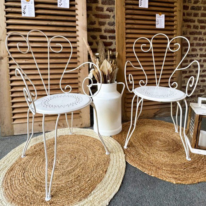 Duo chaise en fer coeur