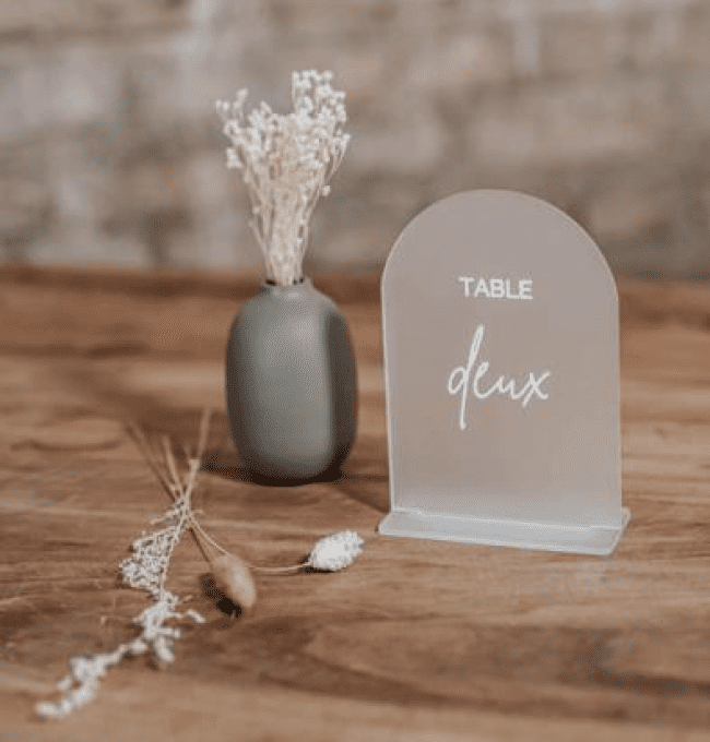 Numéro de table pexy givré blanc